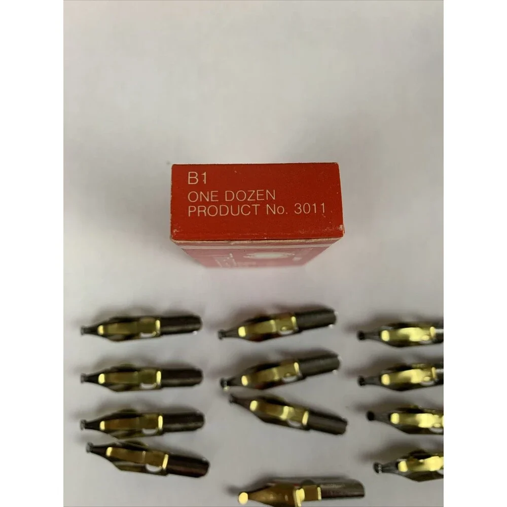 Vintage HUNT SPEEDBALL PENS B-1 Round Calligraphy Pen Ink Nibs Box of 12